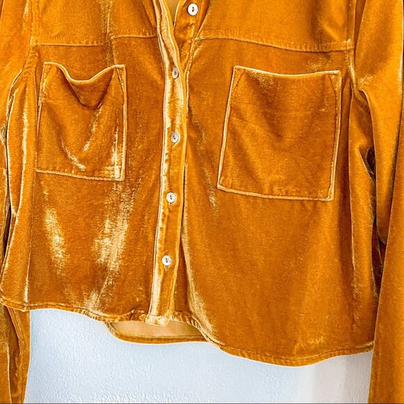 Forever 21 Contemporary Mustard Velour Crop Top Size Small - Picture 4 of 9